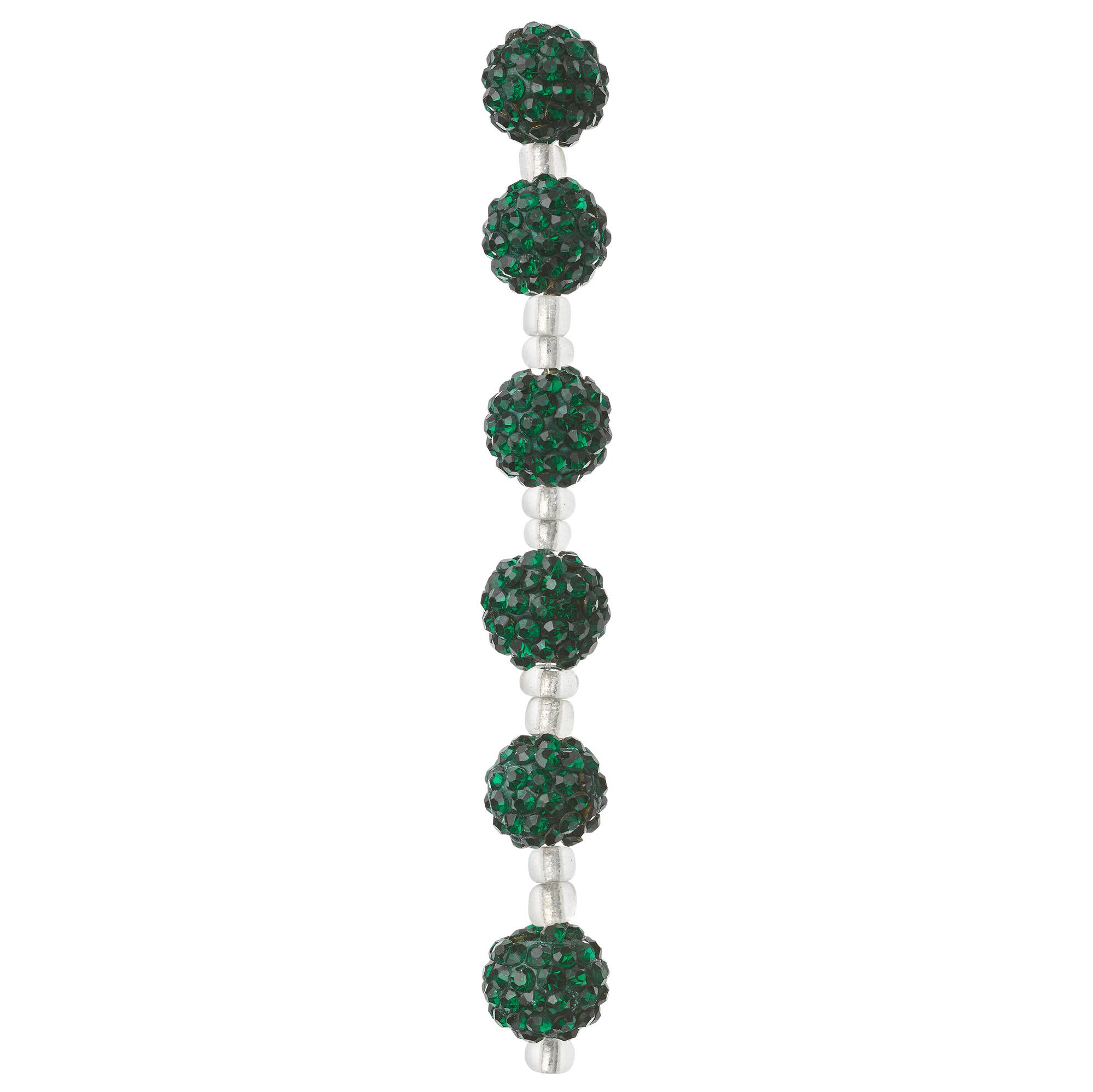 Dark Green Pavé Clay Round Beads, 10mm by Bead Landing™